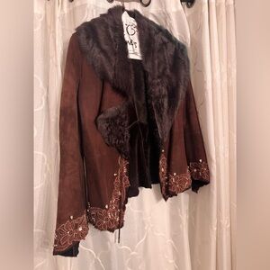 Brown Fur-Trimmed Women's Jacket